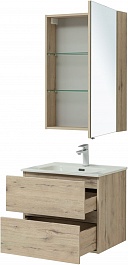 Aquanet Мебель для ванной Алвита New 60 2 ящика подвесная дуб веллингтон белый – фотография-3